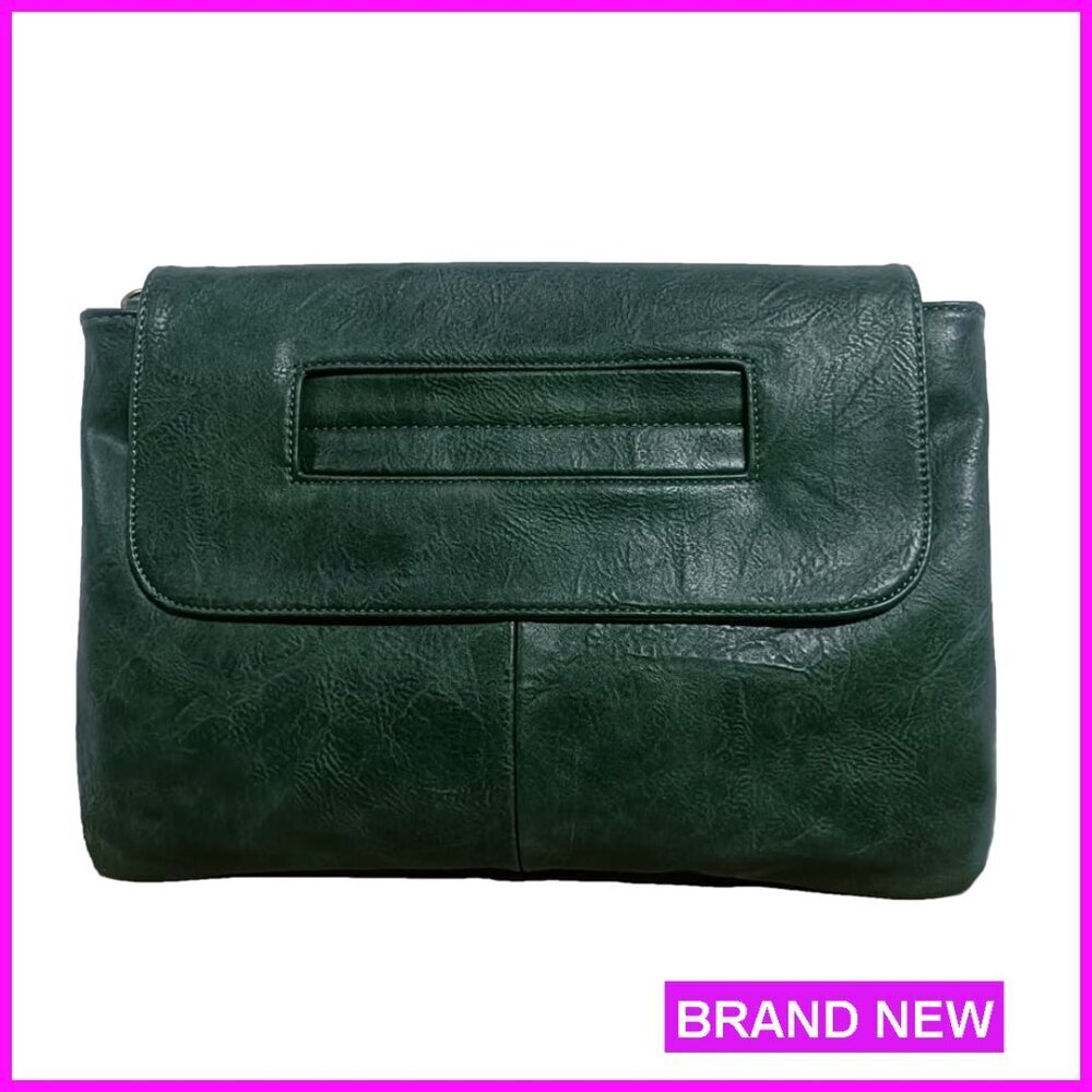 Large PU Leather Clutch Bag with Adjustable Strap, 5 Compartments